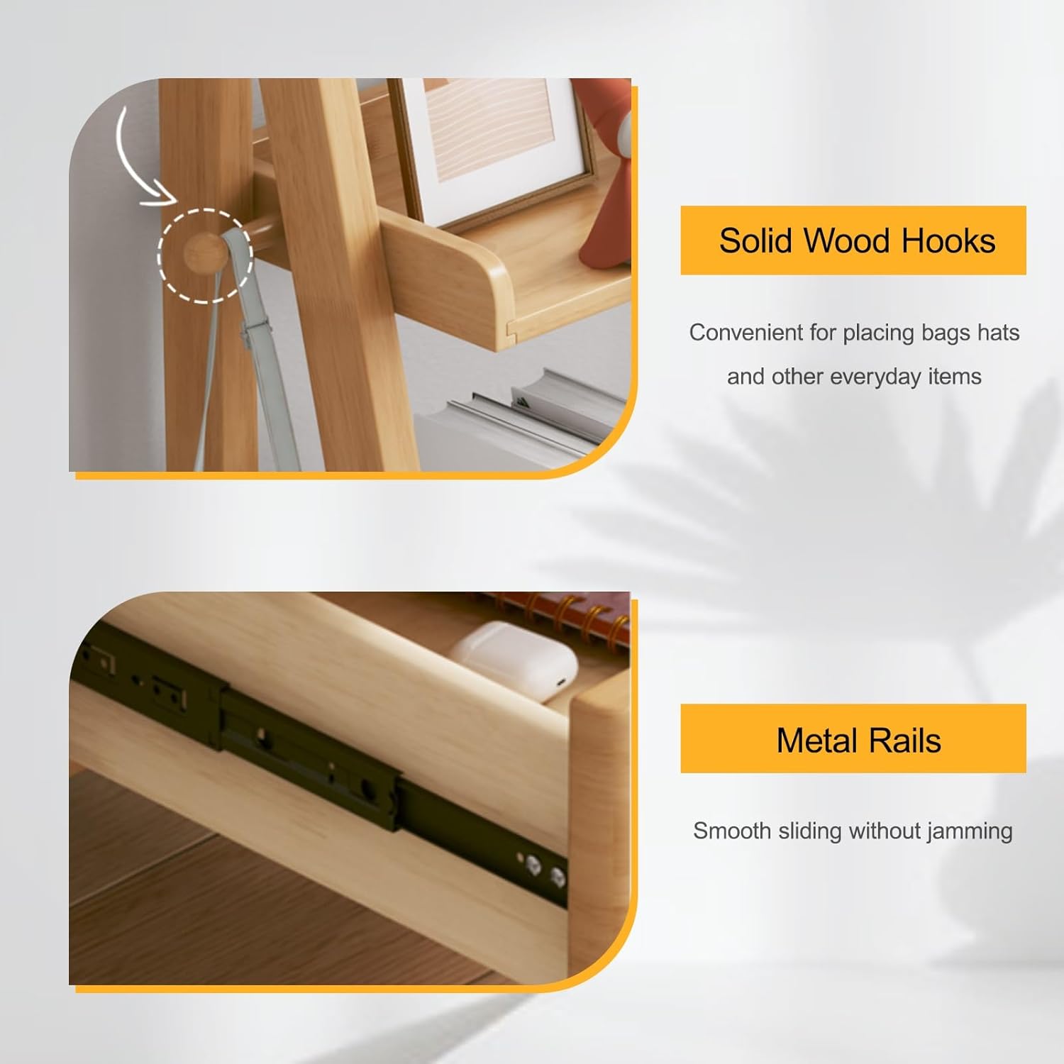 Farmhouse Bookcase Tall Modern Display Storage Shelf, Portable Bookcase Storage Organizer for Small Space Corner Bedroom Office(Brown,45cm/17.7in)