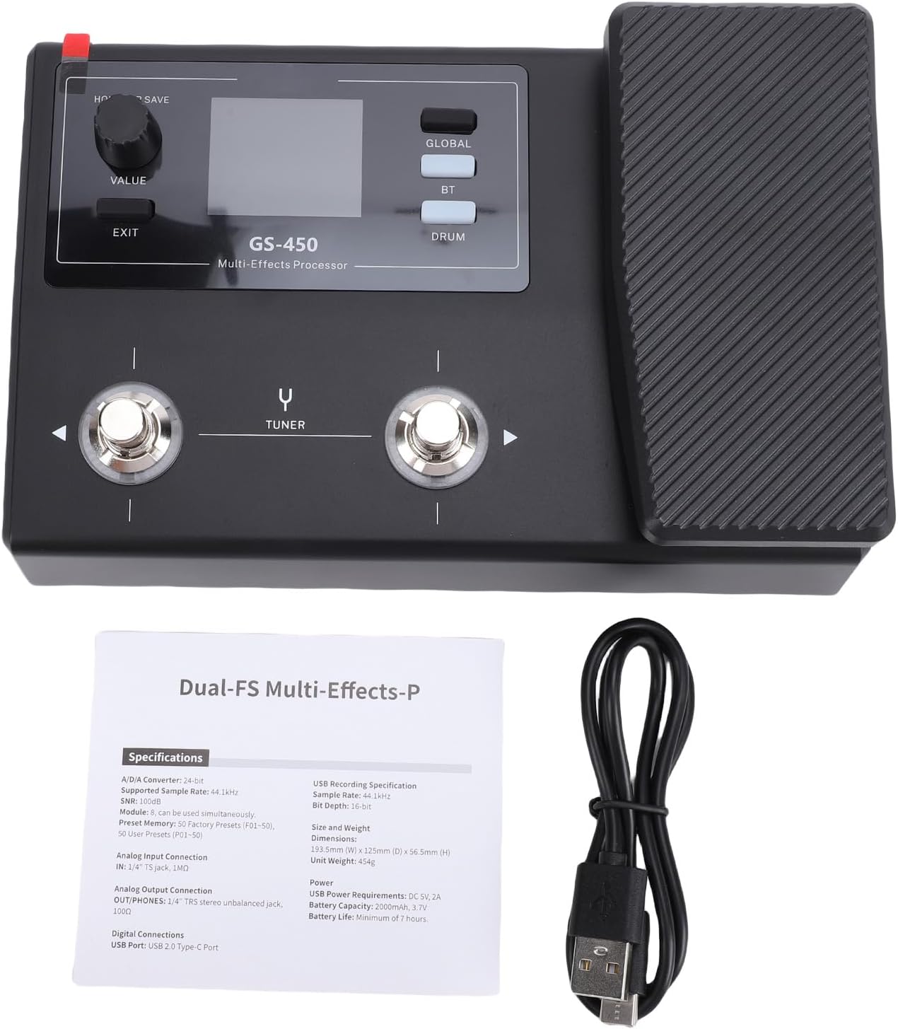 SUNGOOYUE Guitar Effects Pedal, Multi Effects Processor with 100 presets BT Drum Machine Tuner for Wireless Practice and Rhythm Practice