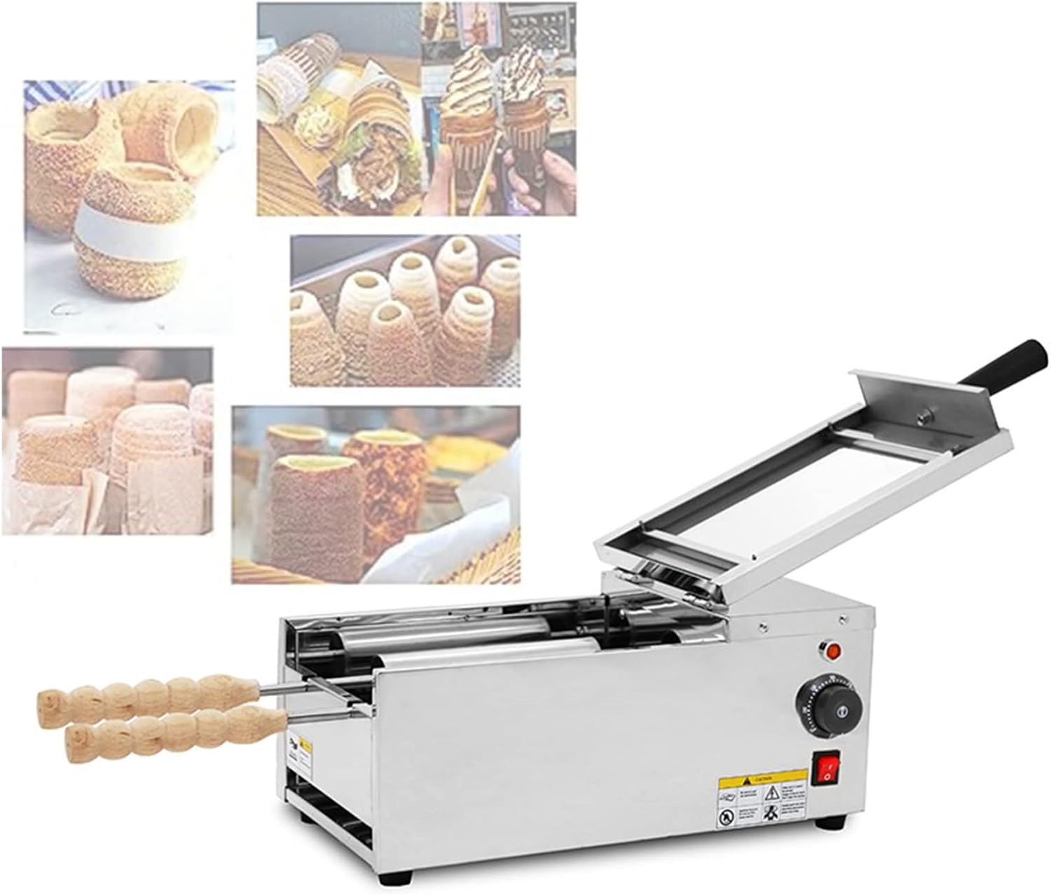 Electric Ice Cream Cone Machine, 1500WCommercial Chimney Cake Machine, Chimney Bread Roll Grill Maker for Restaurant Home Kitchen Snack Bar,220V