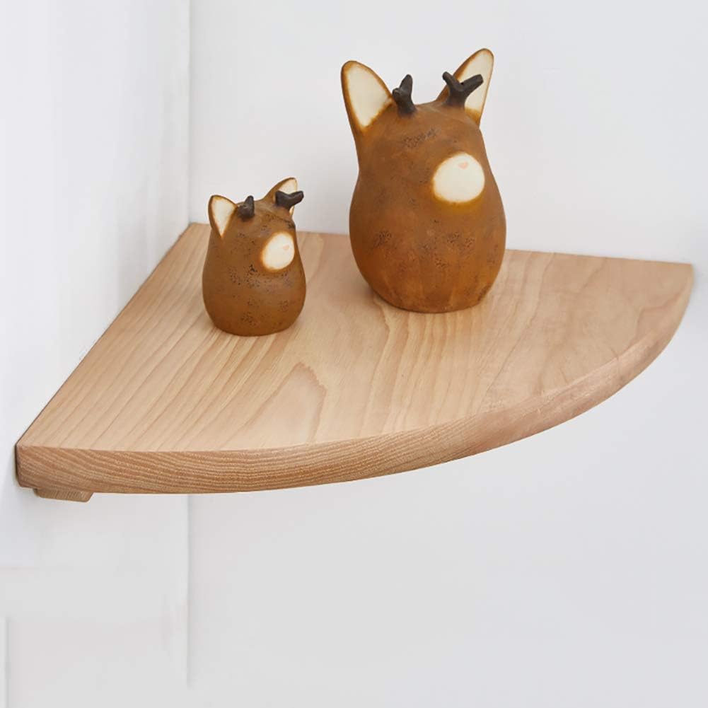 Rustic Oak Corner Floating Shelves Wood - Wall Mounted Storage Ledge Shelf for Living Room, Bedroom, Office - (Oak 30x30cm(12x12inch))