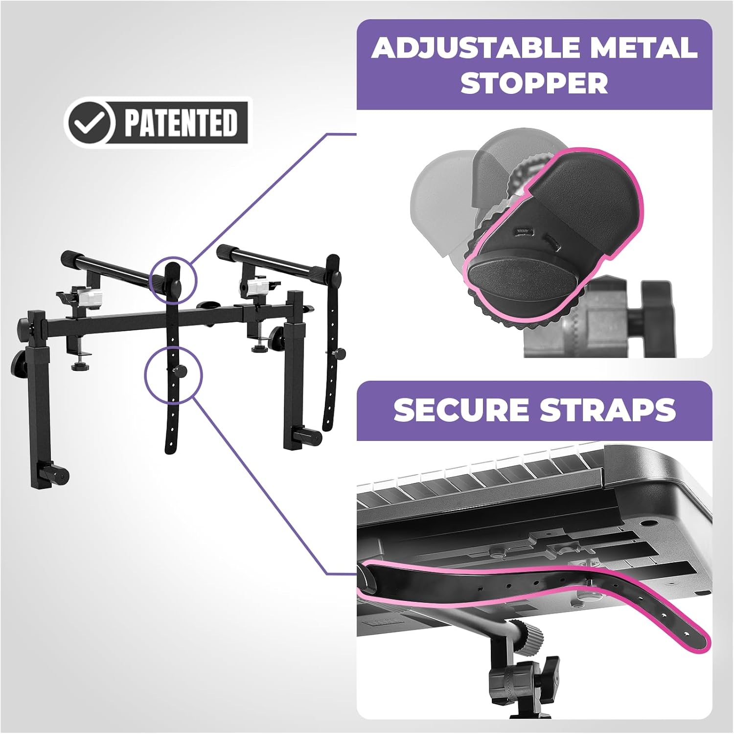 Liquid Stands Dual Piano Keyboard Stand with 2nd Tier - Z Style Adjustable and Portable 2 Tier Heavy Duty Music Stand for Synths and Electric Digital Keyboards - Fits 54 61 88 Key Pianos