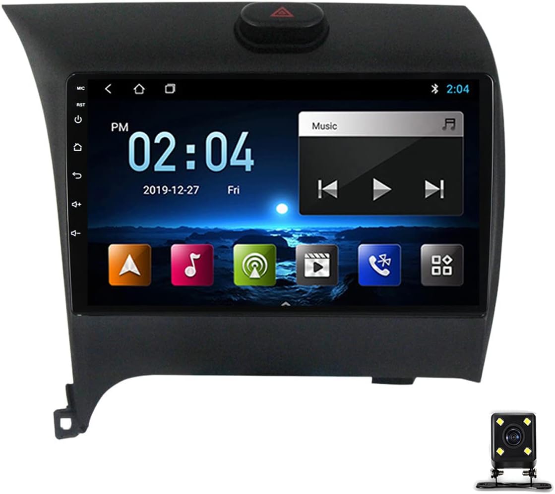 Double Din Car Stereo, 9 Inch Touchscreen, RDS/FM Car Radio, Bluetooth, Mirror Link, Carplay, Backup Camera, Steering Wheel Controls, for KIA Cerato 2013-2017