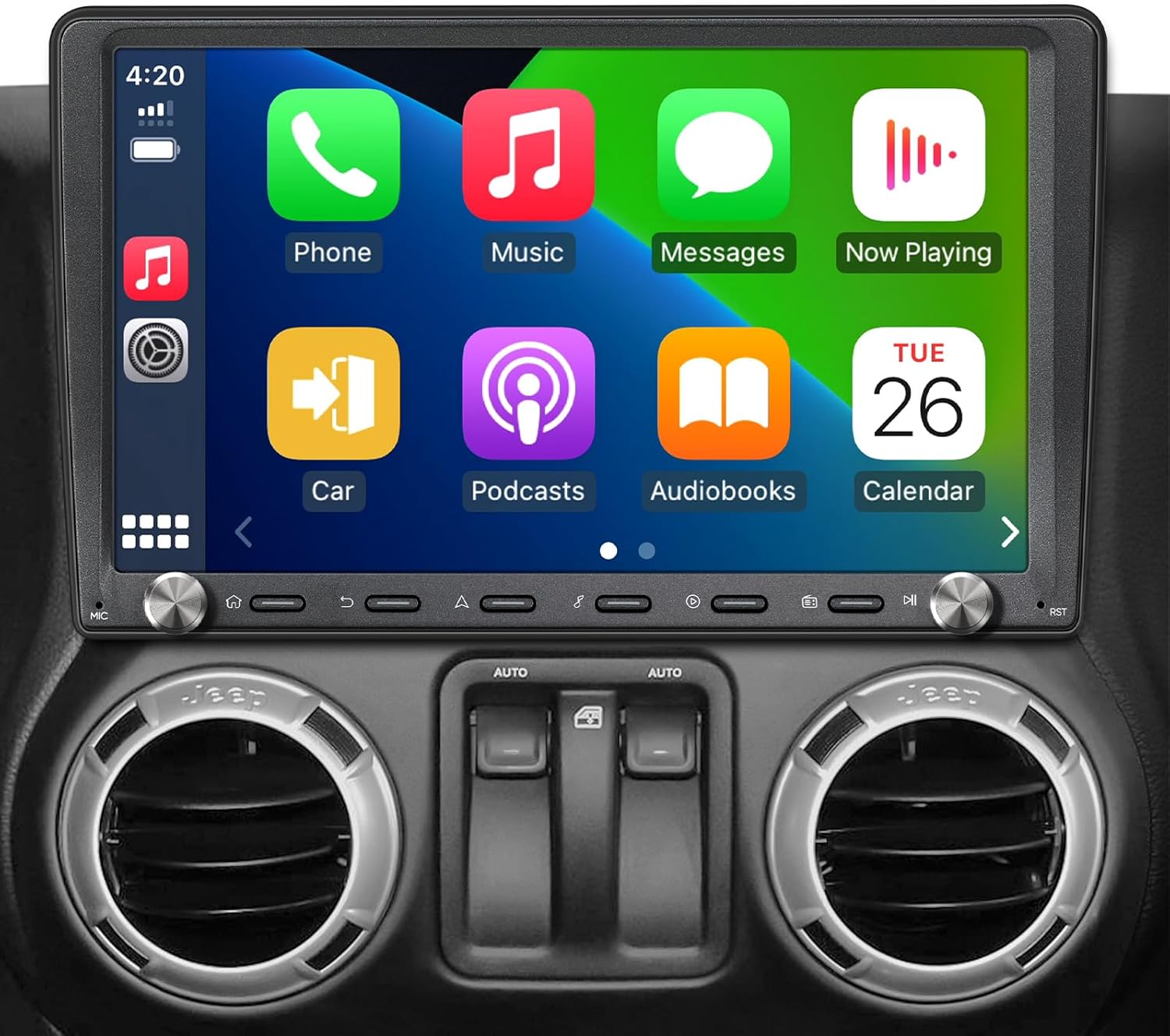 10.1 Inch QLED Android Car Stereo for Jeep Wrangler Unlimited 2007-2018 Wireless Apple CarPlay Auto 5G WiFi Bluetooth GPS Touch Screen Upgrade Radio Dual Knob Control