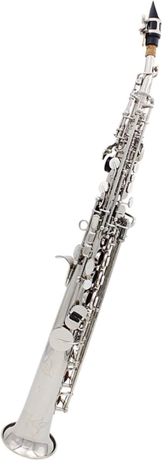 Silver Saxophone Bb Flat Professional Woodwind Instrument Brass Straight Sax with Case Accessories