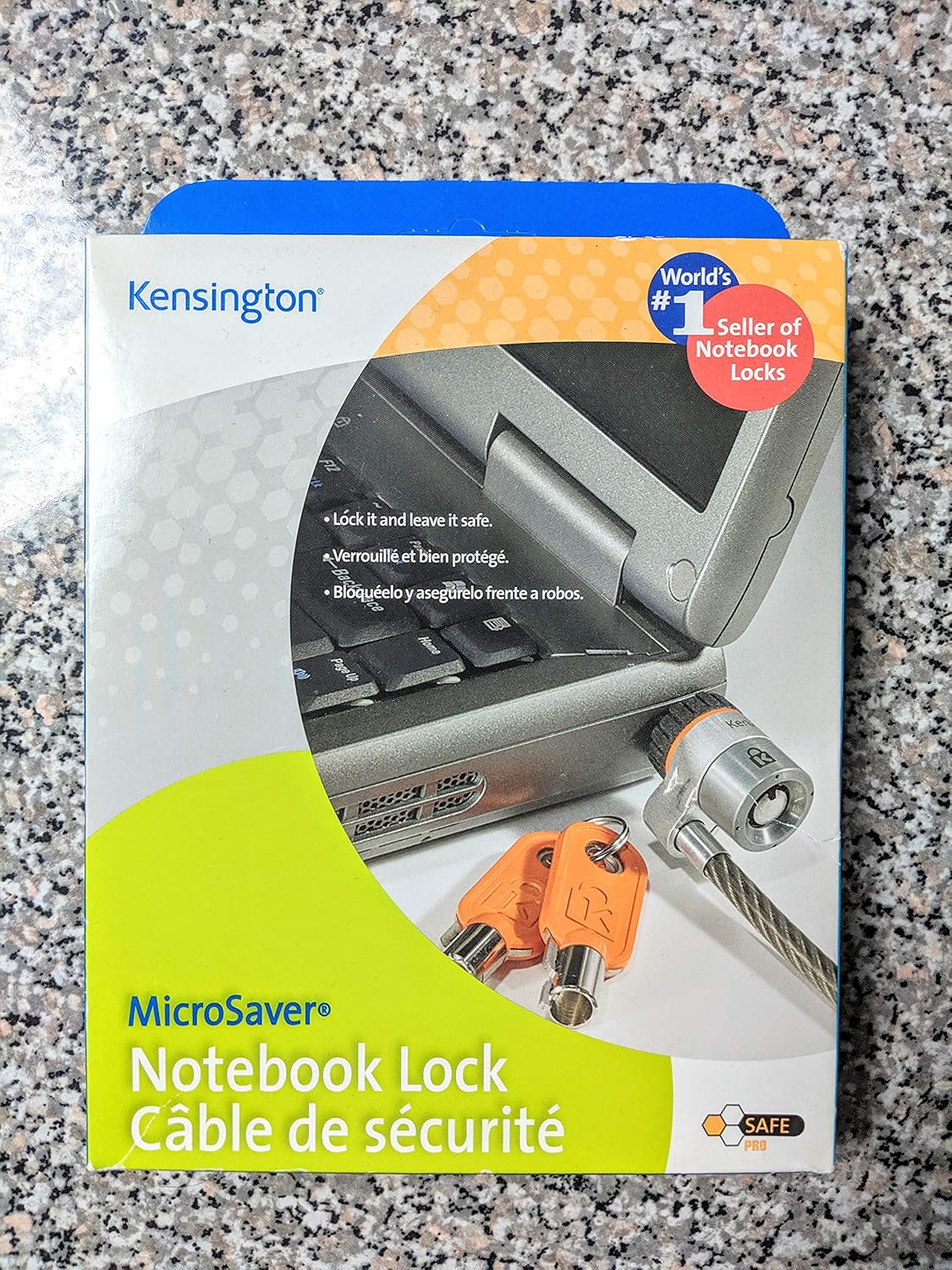 Wholesale CASE of 5 - Kensington Notebook Microsaver Security Cable-MicroSaver Notebook Lock,w/T-Locking Mechanism,6',Steel