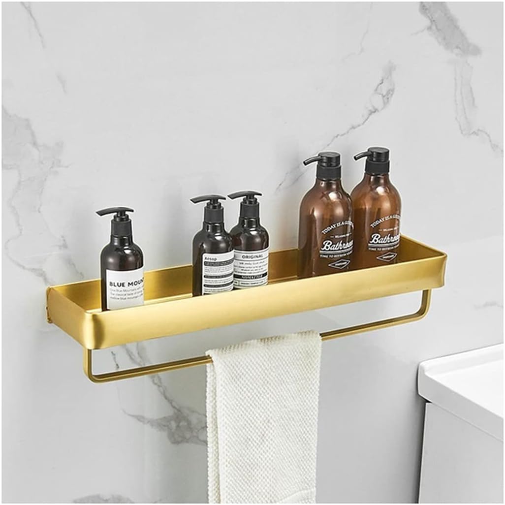 Shower Shelves Bathroom Shelf Bath Shower, Bathroom Corner Shelf Wall Mounted Kitchen Storage Holder Bathing Accessories (Color : Shelf with Hook 40cm)