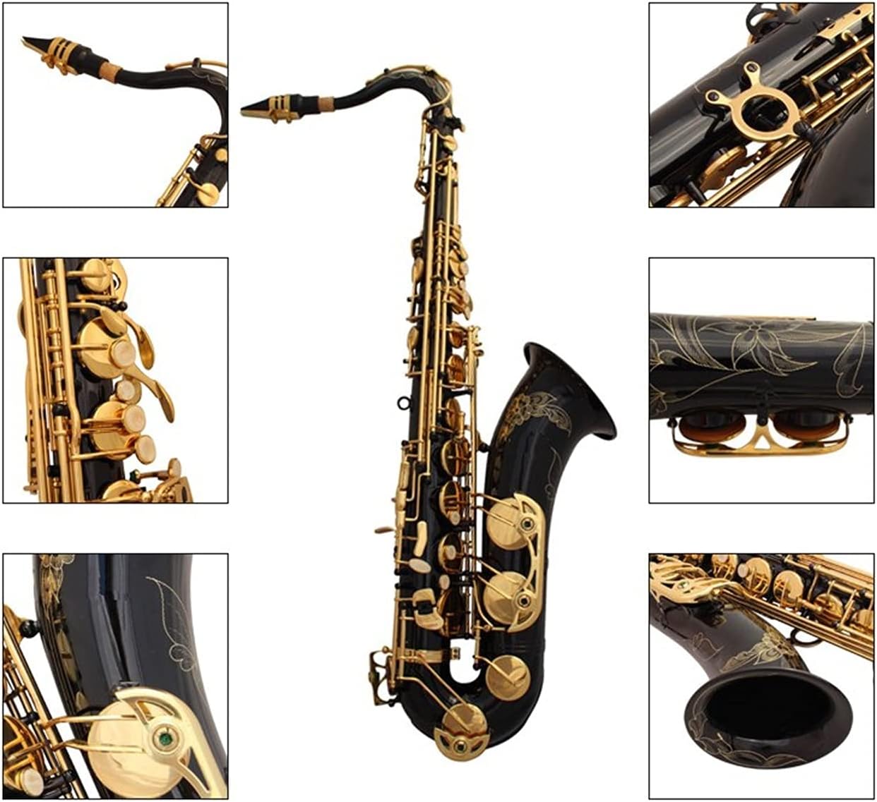 Sax Beginners Kit Alto Saxophone Black Gold Key Professional Super Play Sax Mouthpiece with Bag Wind Instrument