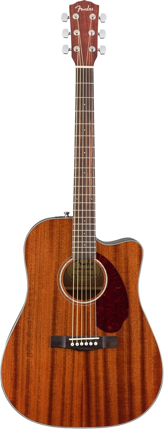 Fender CD-140SCE All-Mahogany Dreadnought Cutaway Acoustic Electric Guitar, with 2-Year Warranty, Fishman Pickup and Preamp System, Natural, with Case