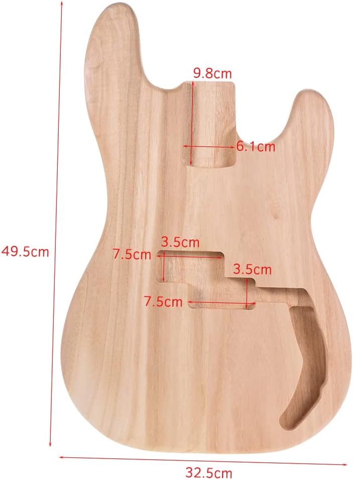 PB-T02 Unfinished Electric Guitar Body Sycamore Wood Blank Guitar Barrel for PB Style Bass Guitars DIY Parts