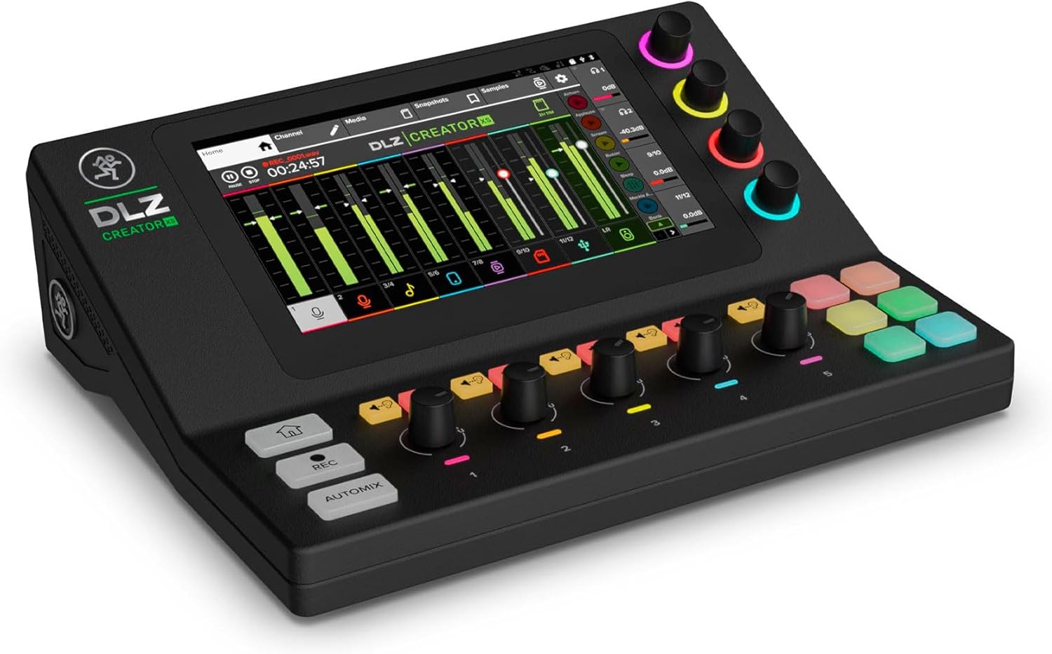 Audiosavings Bundle: (1) Mackie DLZ Creator XS Compact DSP/Bluetooth Digital Mixer Bundle With (1) Rockville PRO-M50 Studio Headphones w/Detachable Coil Cable (Items 2)