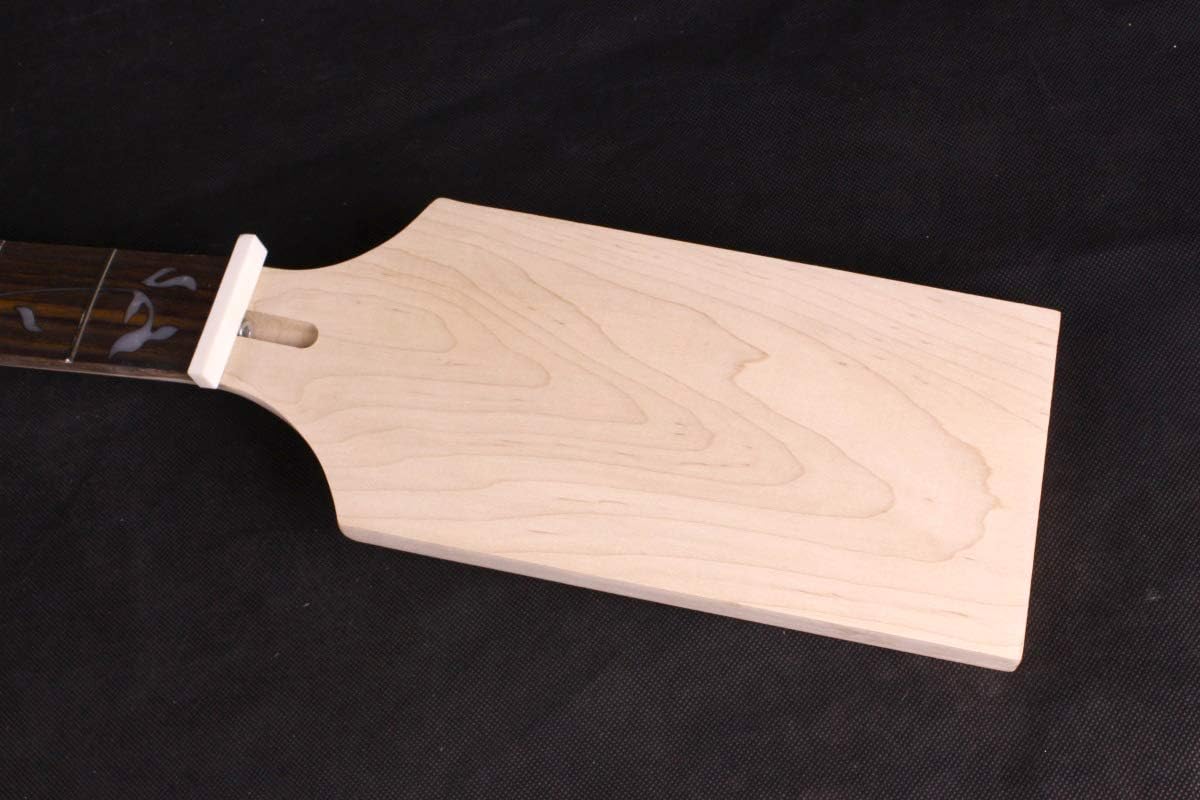 Yinfente Bass Guitar Neck 24Fret 34inch Canada Maple Rosewood Fretboard Paddle Head Vine Inlay
