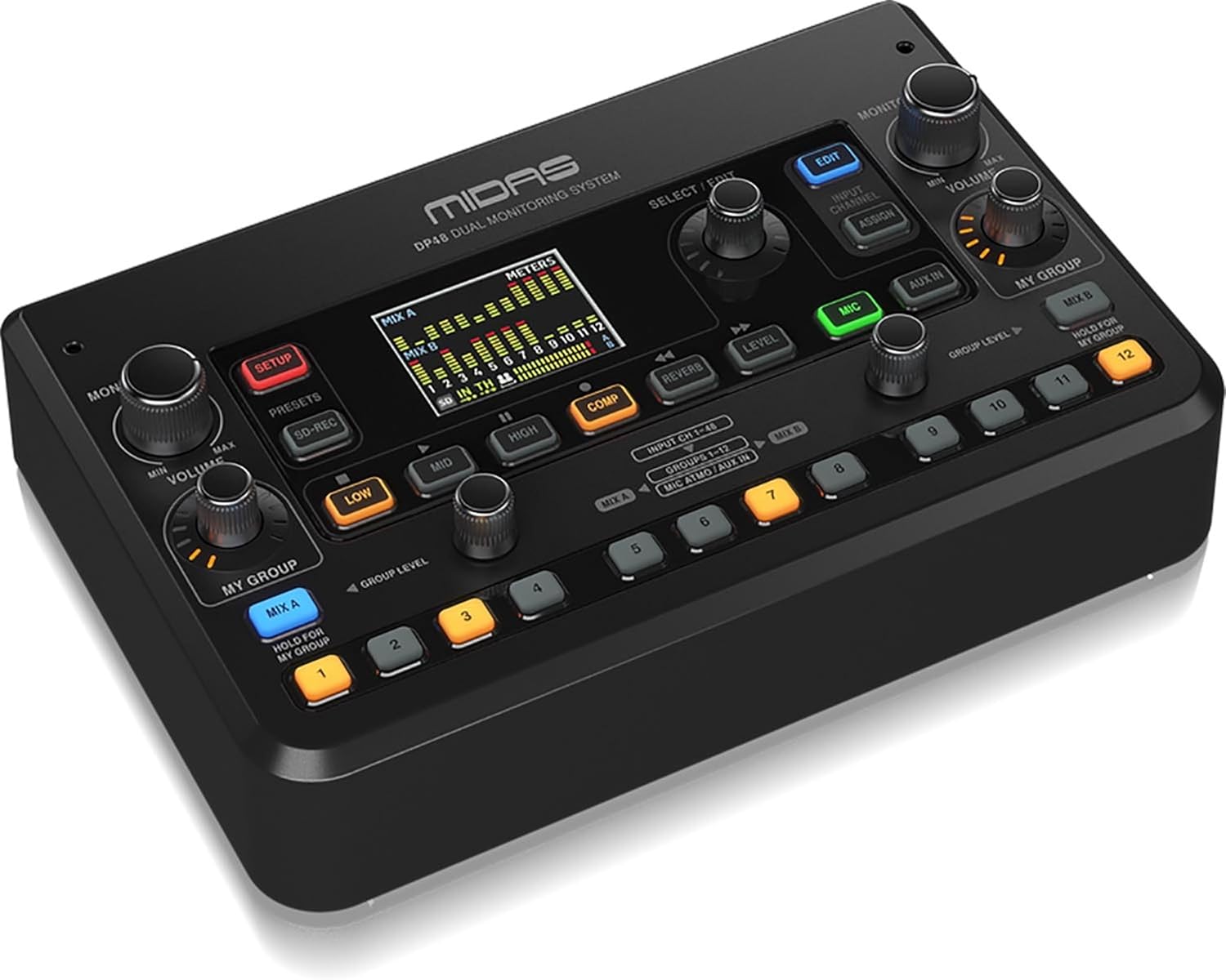 Midas DP48 Dual 48 Channel Personal Monitor Mixer with SD Card Recorder, Stereo Ambience Microphone and Remote Powering
