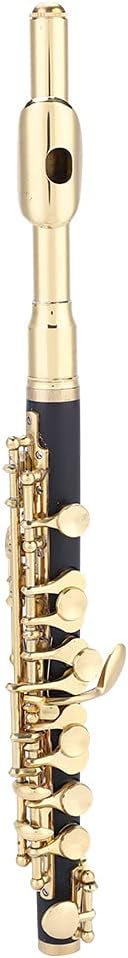 C Key Piccolo Flute Plated Half Size with Padded Box Amazing Sound Unique Design Adjustable Strap C Piccolo Flute for Beginners Students (Gold)