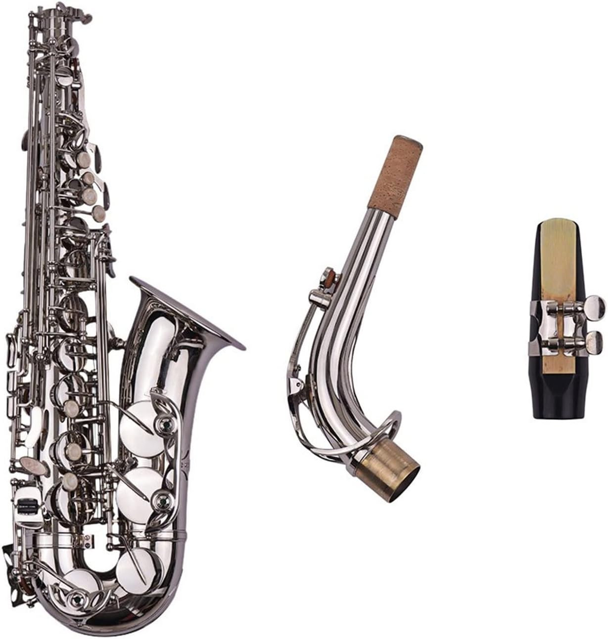 Sax Beginners Kit EB Alto Saxophone Kit Brass Gold Sax 802 Key Type with Padded Carry Case Gloves Cleaning Cloth Brush Sax Straps Wind Instrument (Color : 82Z Key type1)