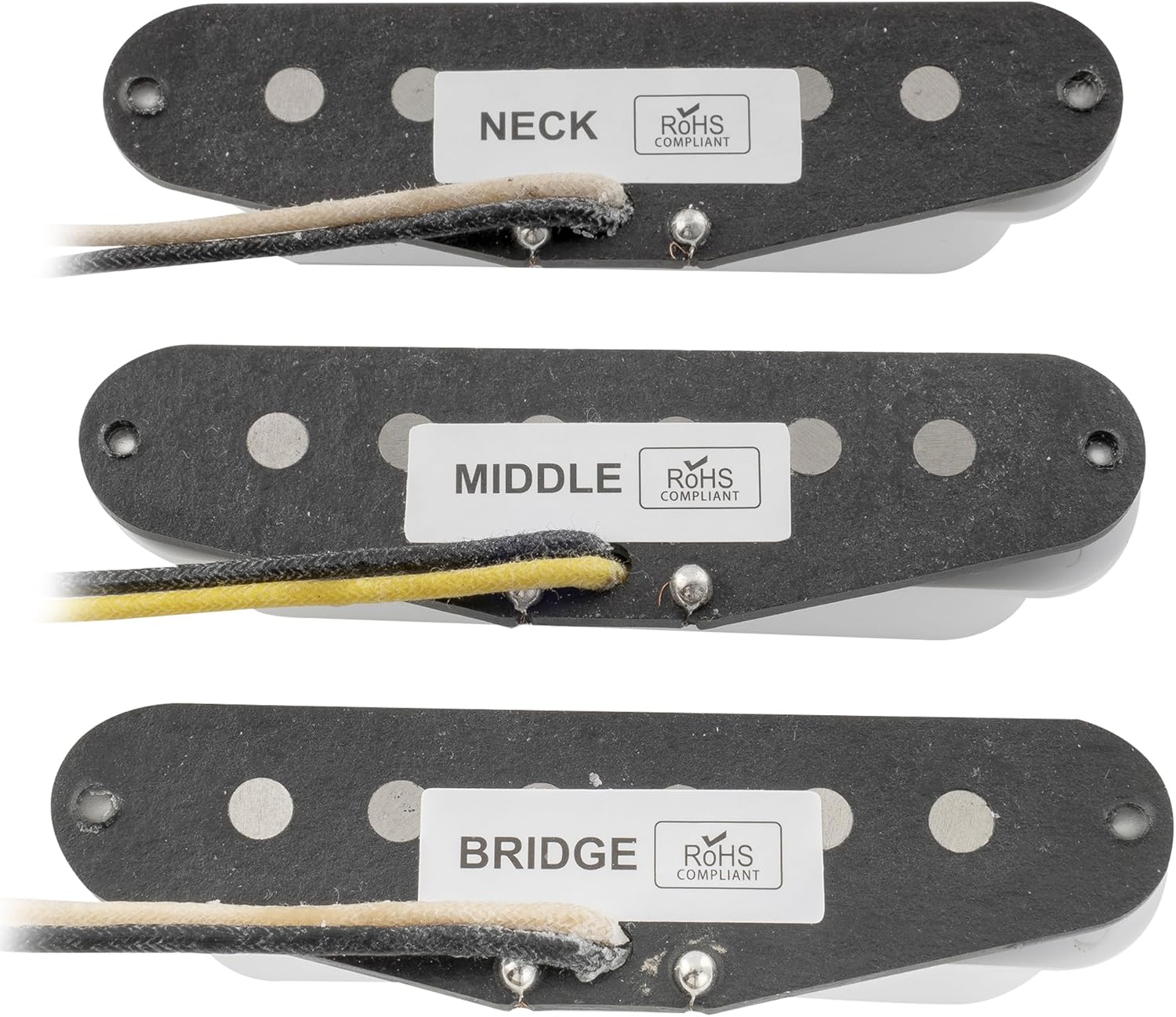 The Revival Pickups RPS1 Vintage Classic Alnico 5/Alnico 3 Strat Single Coil Pickups Neck Middle Bridge Pickup Set for Stratocaster Style Electric Guitar, White