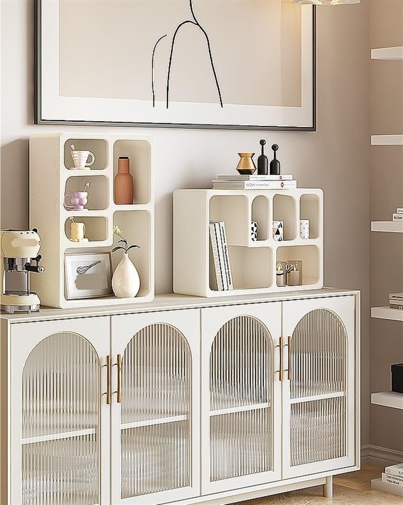 White Floating Shelves with Storage, Wood Desk Shelf Organizer for Storage, Wall Shelves for Living Room Bedroom, Bedside Shelf Wall Mount(Square)