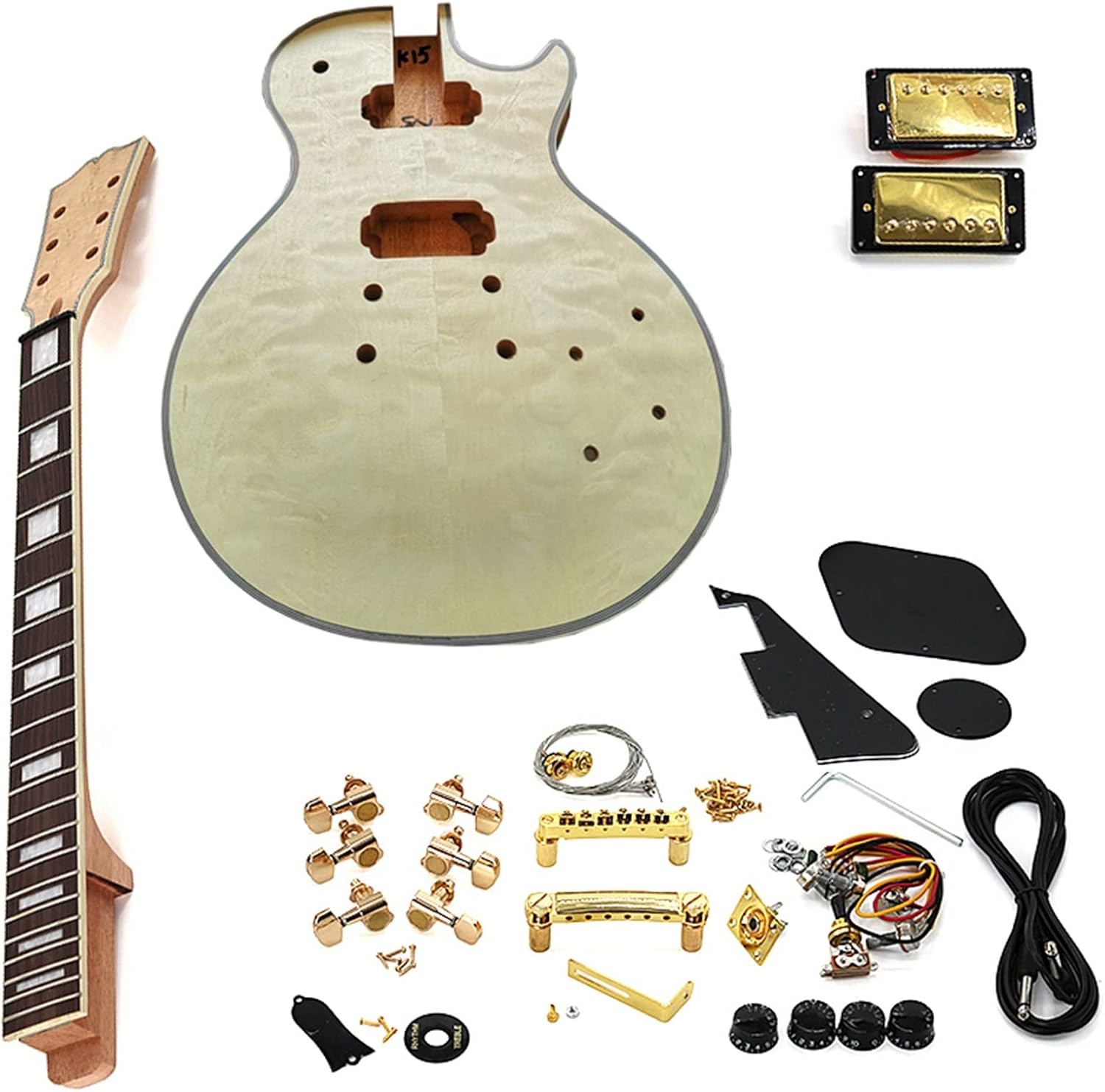 DIY Electric Guitar Kit Mahogany Okoume Body Rosewood Fingerboard Complete Electric Guitar Assembly Accessories