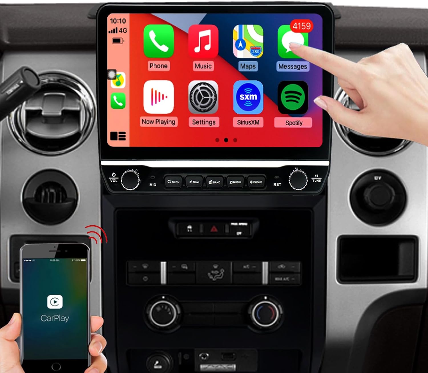 for Ford F150 Radio Upgrade 2013 2014 STX XL,QLED Touch Screen Stereo,8 Core CPU,Carplay Android Auto Ready,Keep OEM Steering Wheel Control,Back Camera Included