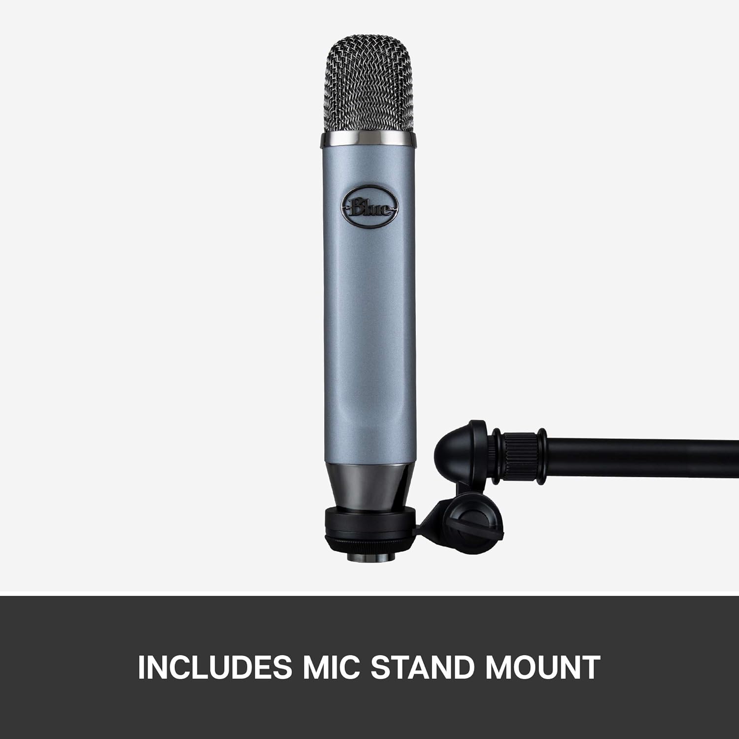 Blue Ember XLR Condenser Mic for Recording and Streaming, Custom Cardioid Capsule and Mic Stand Mount, Gray