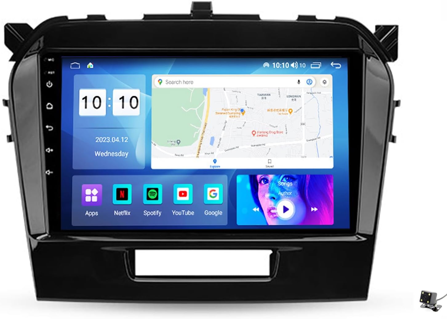 Double Din Car Stereo 9'' Touchscreen Car Radio Bluetooth Multimedia Player with Backup Camera Compatible with Wireless Car-play, Wireless Android Auto, for Suzuki Vitara 4 2014-2018