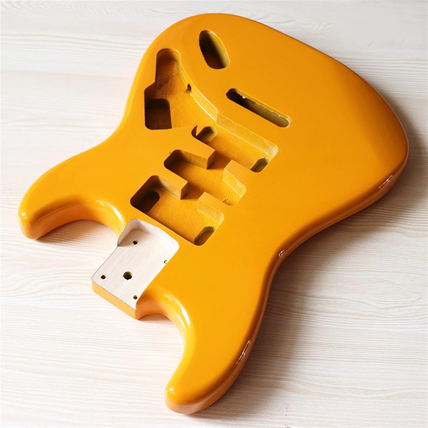 FLFL Poplar Wood Guitar Body Yellow Guitar Barrel High Gloss Finish Wood Body Electric Guitar Parts Accessories Unfinished Guitar Kit
