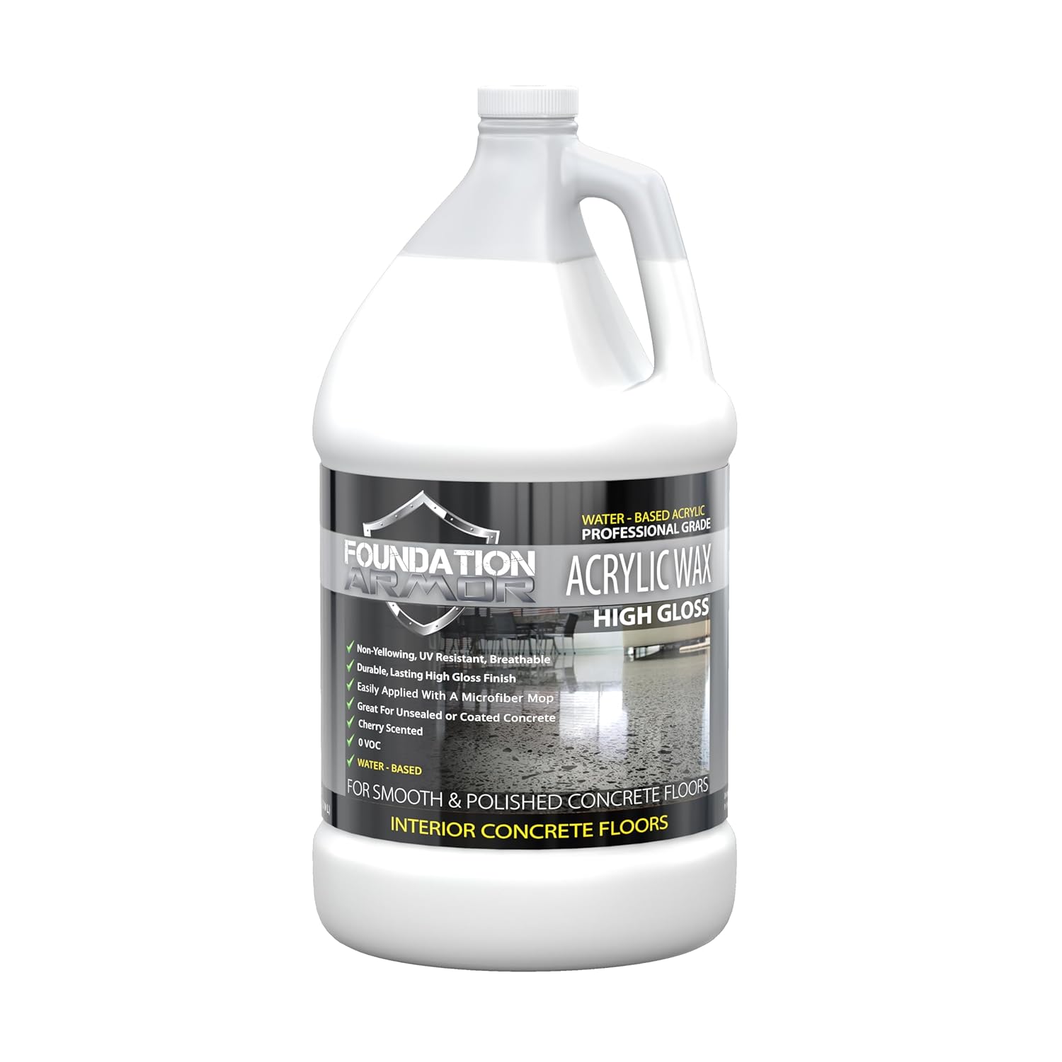 Armor High Gloss Concrete Floor Wax - Professional Grade, Durable, Water-Based - 1 Gallon