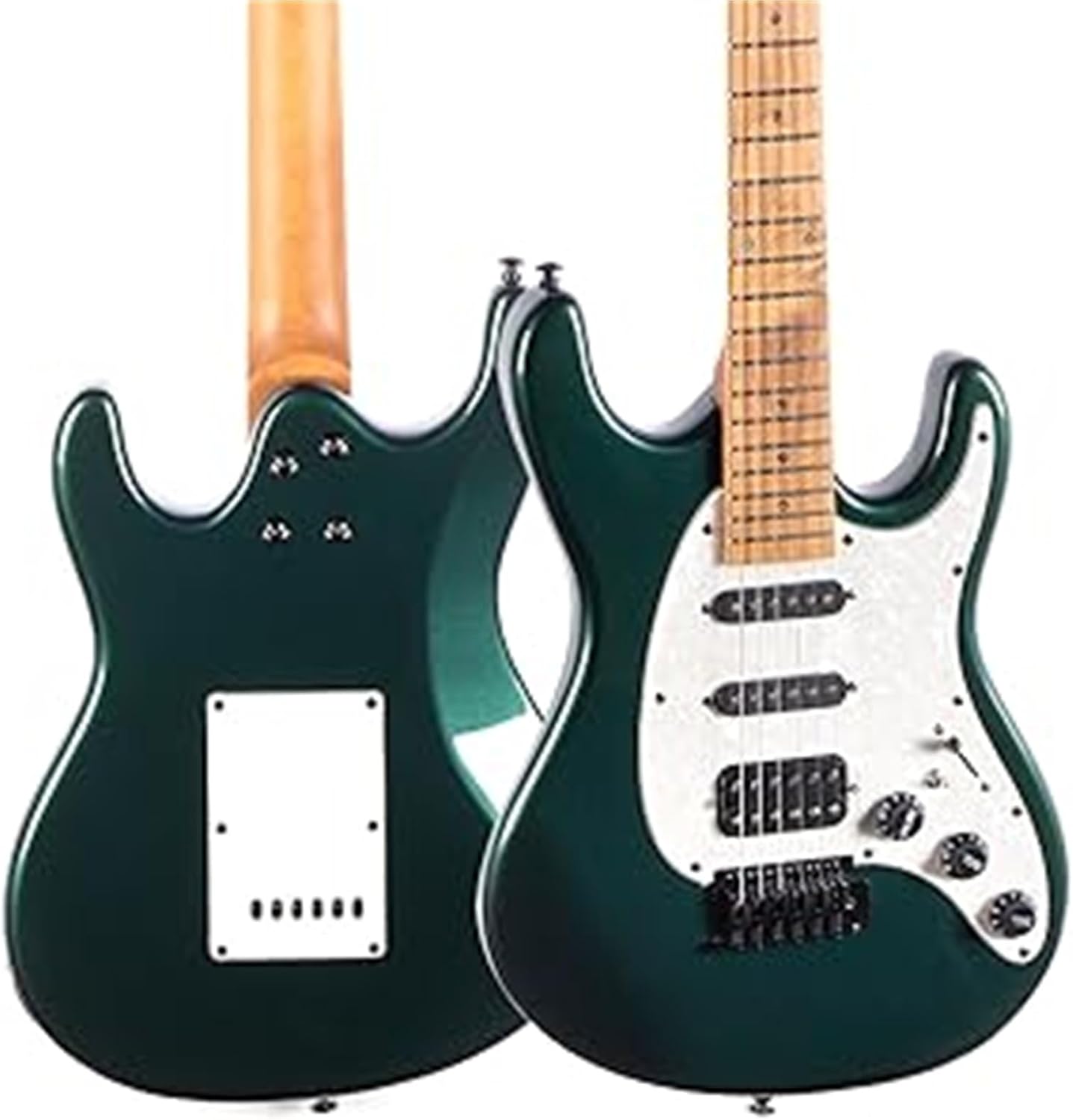 Beginner Electric Guitar Kits Solid Electric Guitar Metallic Finish Poplar Body Maple Neck Fretboard(Green)