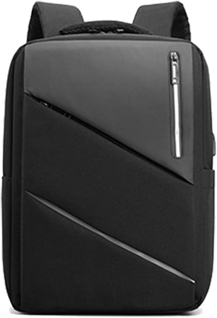 Backpack for Men Men's Waterproof Nylon Oxford Cloth Backpack Anti-Theft Rechargeable Laptop Bag for City Use(Black)