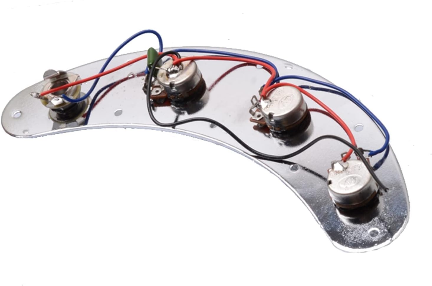 KESHUO Electric Guitar Wiring Harness Chrome Control Plate Pre Wired Loaded Converter for Bass Guitar