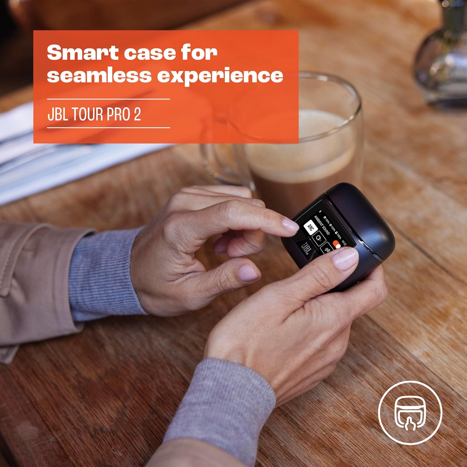 JBL Tour Pro 2 - True Wireless Noise Cancelling Earbuds with Smart Charging Case, 6-mic Perfect Calls with Voice Control, Up to 40hrs of Playtime, Immersive JBL Spatial Sound (Black)