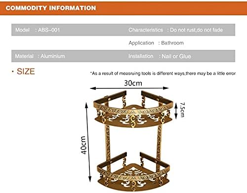 ZTBH Bathroom Divider Nail Free Bathroom Shelves, 2 Layer Antique Shower Corner Shelf, Wall Mount Shampoo Storage Shelf Bathroom Hardware Sets (Color : ABS-001-2)