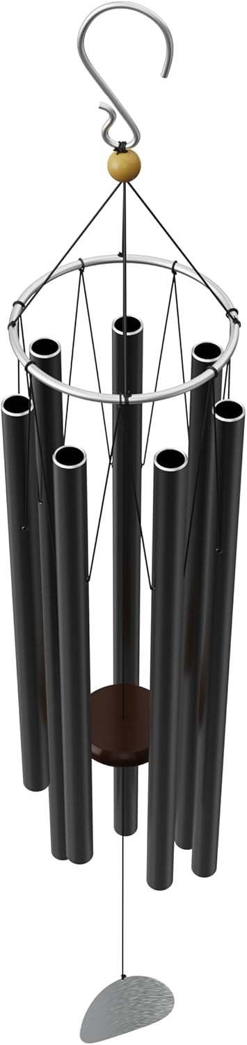 Wind Chimes for Outside and Inside – 44 inch – 528hz Solfeggio Healing Tones - Black