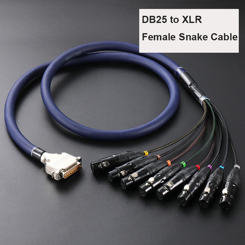 Elecbee DB25 to XLR Male Snake Cable DB25 Male to 8 Channel XLR 3Pin Male D-Sub Snake Cable Patch Bay Interface Modular Cable Recording Sound Card Audio Cable ((15m) 49.21ft)