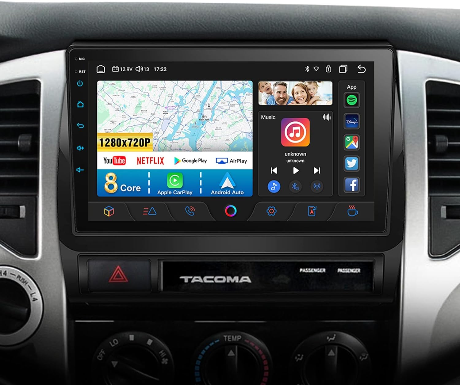 Tacoma Stereo Upgrade Wireless Apple CarPlay Android Auto, 9 inch 8Core Touchscreen Radio Compatible with Toyota Tacoma 2005-2015 with Bluetooth, GPS Navigation, Netflix, YouTube, Voice Control