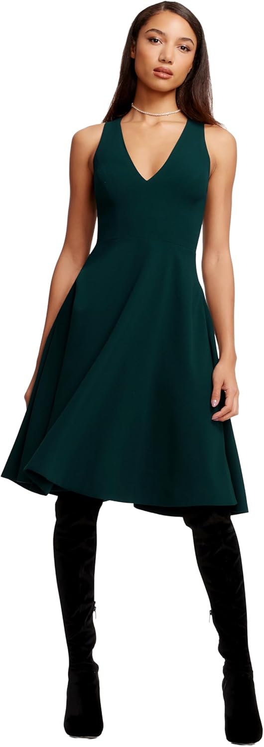 Dress the Population Women's Catalina Solid Sleeveless Fit & Flare Midi Dress