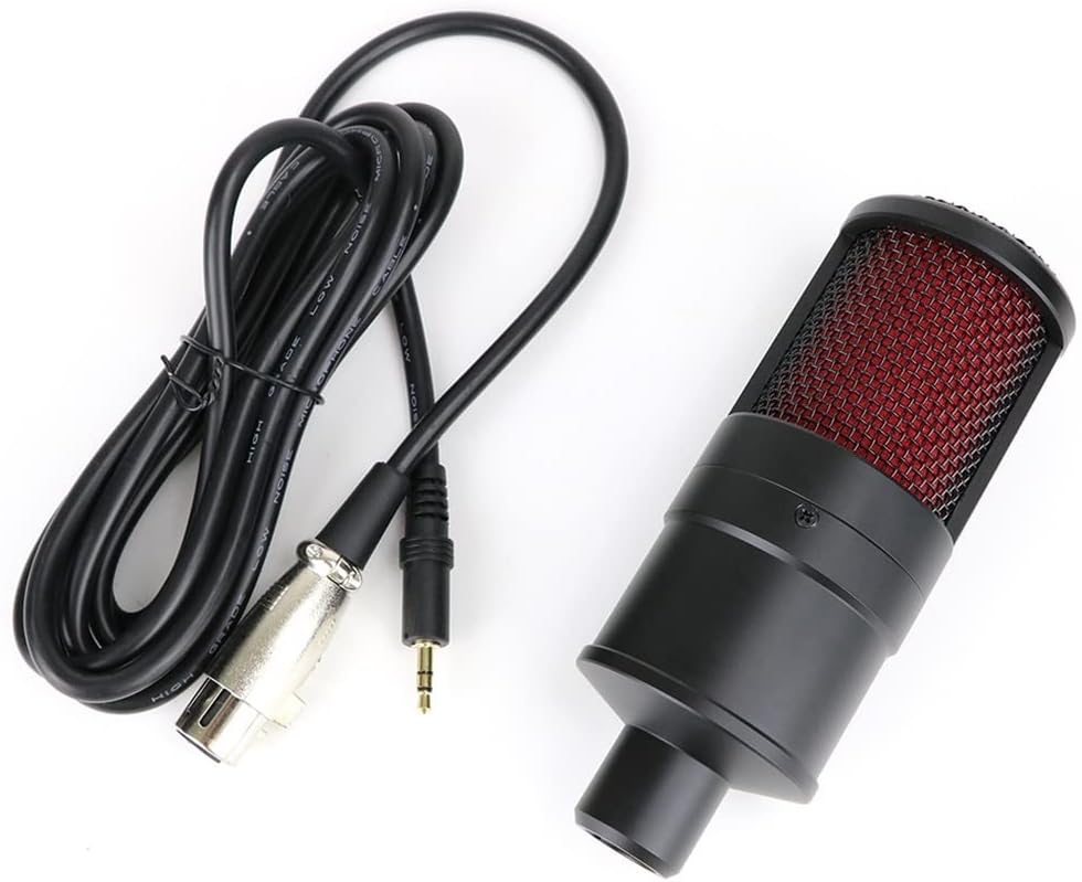 Professional Metal Condenser Microphone Sound Card Phantom Power Game Studio Microphone Computer Recording