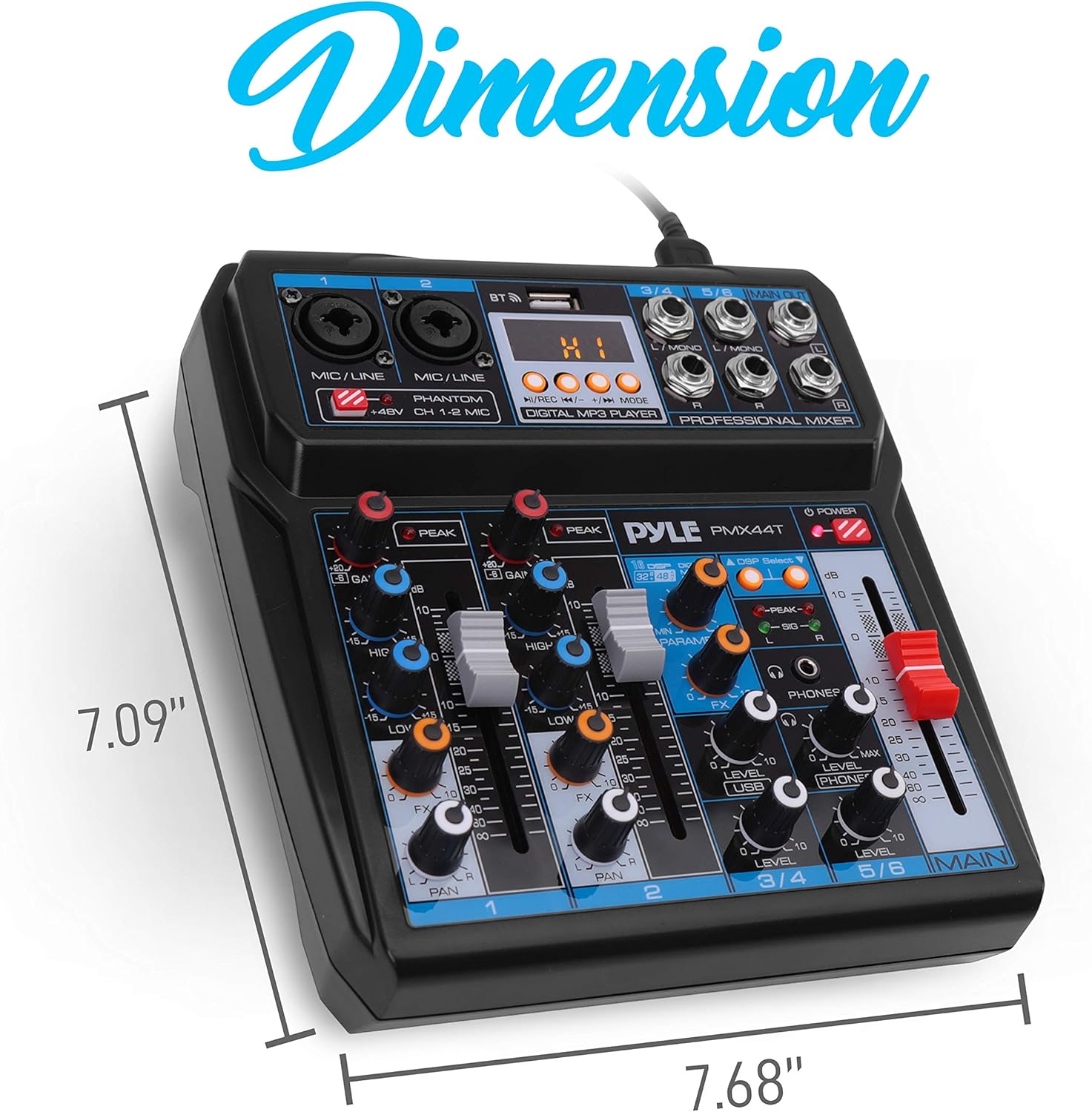 Pyle Professional Wireless DJ Audio Mixer - 6-Channel Bluetooth Compatible DJ Controller Sound Mixer w/DSP Effects, USB Audio Interface, Dual RCA In, XLR/1/4