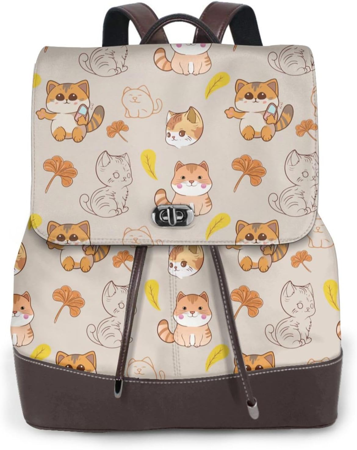 Cute Kawaii Cats for Womens Backpack Purse Microfiber PU Anti-theft Large Fashion Designer Travel Bag Ladies Shoulder Bags