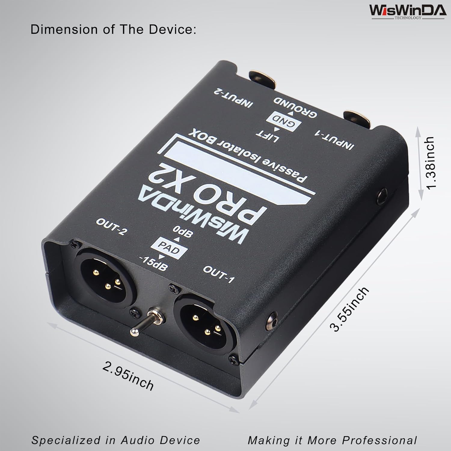 2Channels XLR/TS/TRS Passive Hum Eliminator Box for Audio Equipments Ground Loop Isolator Noise Filter for Different Audio Systems Using (WDISO-Pro X2)