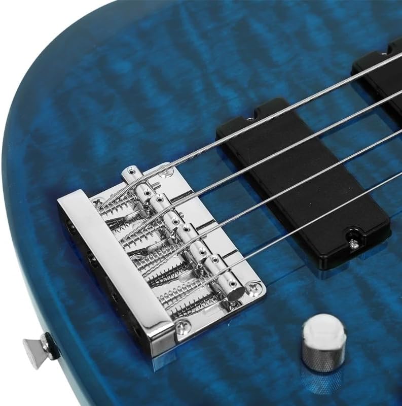 4-String Electric Bass Guitar 24-Fret Solid Body Active Pickups Water Ripple Finish Professional Instrument for Studio Recording Stage Performance and Live Gig Musicians
