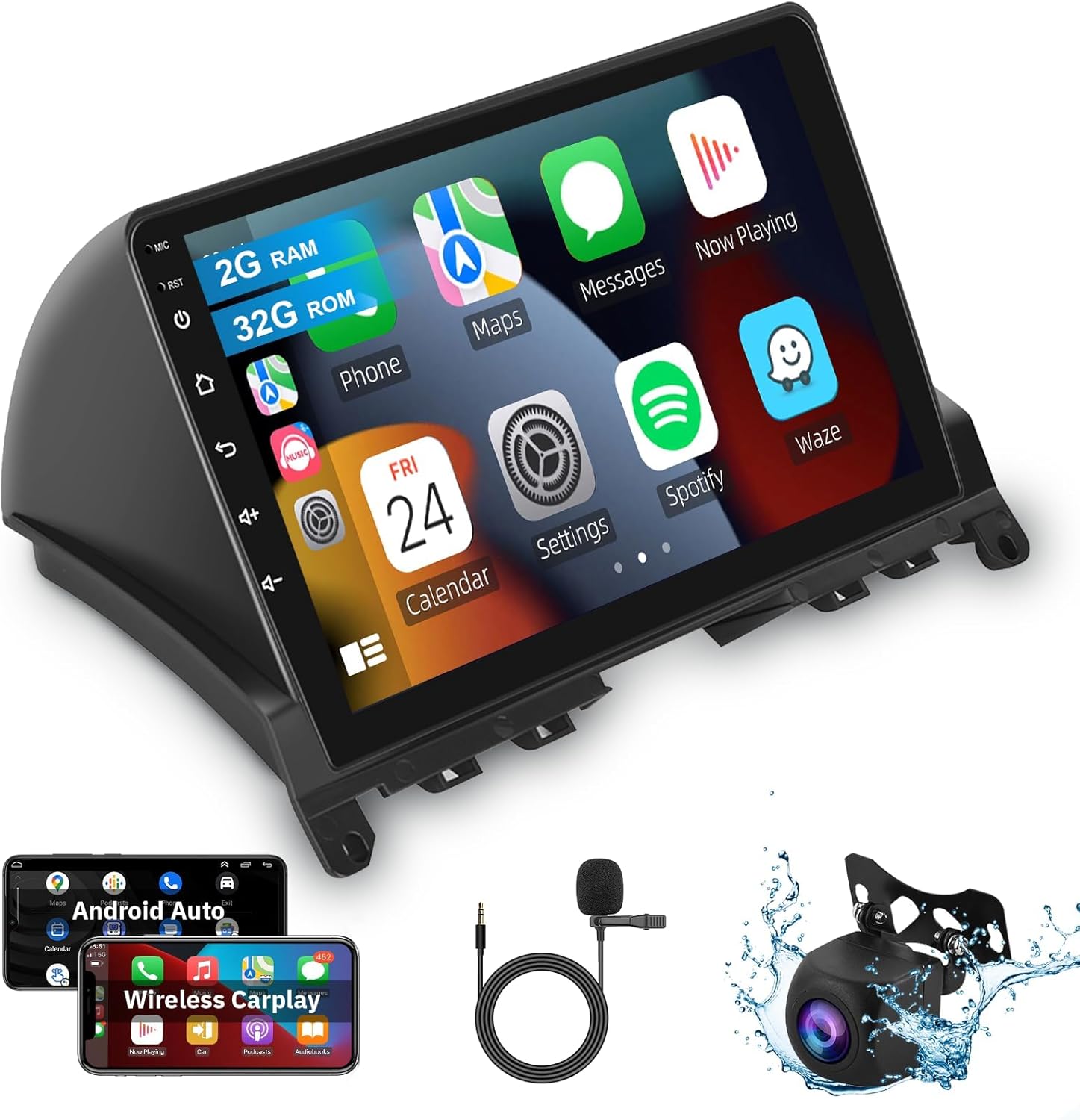 Android Car Stereo for Mercedes Benz C Class W204 S204 2006-2011 Support Wireless Carplay with 9” Touchscreen 2+64G HiFi Autoradio Android Auto WiFi GPS Navigation Radio Backup Camera