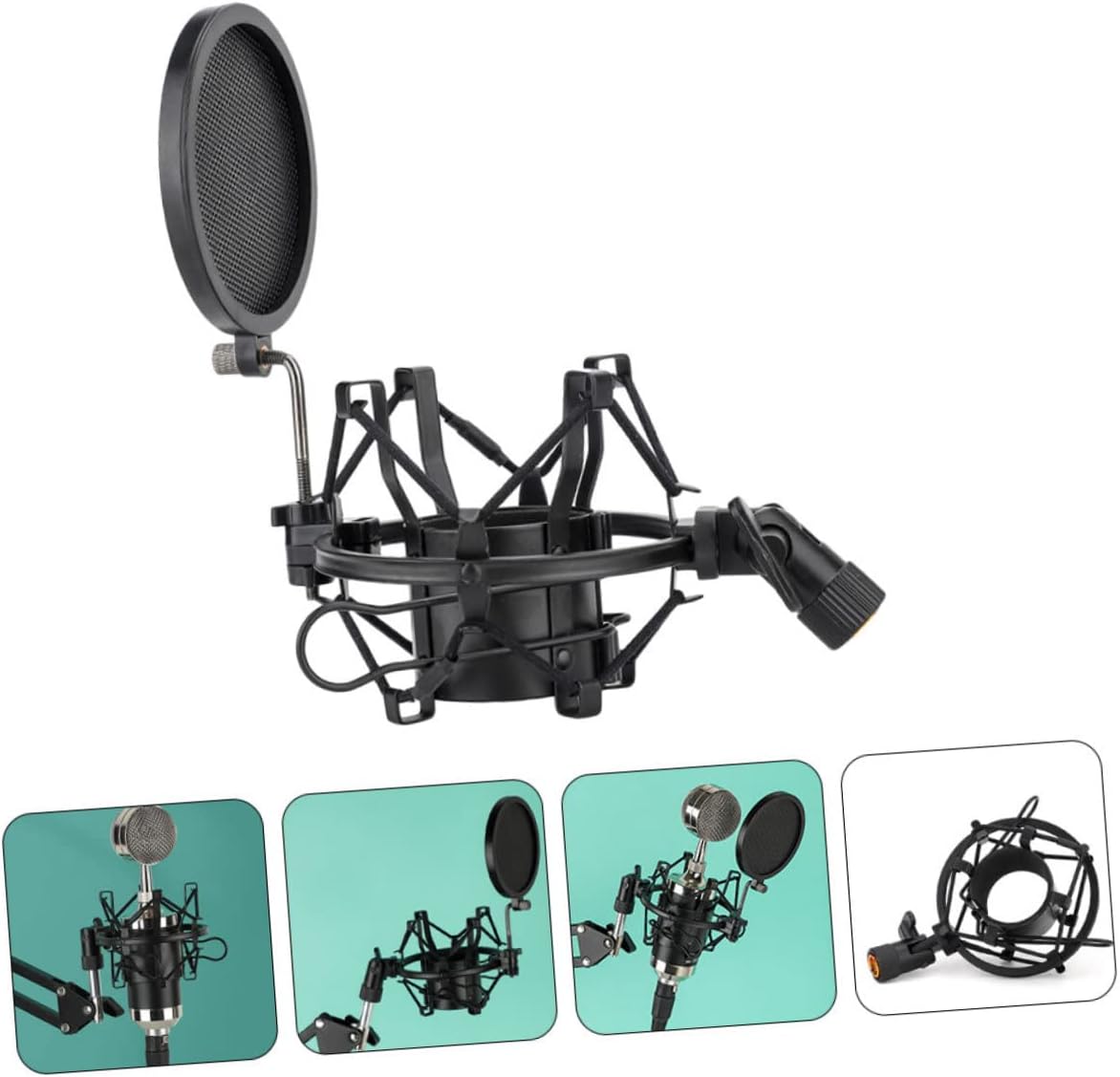1 Set Anti-Vibration Protecting Anti- Bracket Blowout Clip Stand Cover Mount Accessories Mic Shockmount Holder Shockproof Vibration Microphone Shield Filter for Universal Rack Stands (Color : B