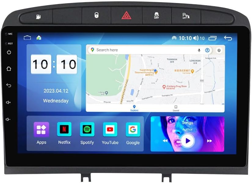 Android Car Stereo for Peugeot 408,9 inch IPS Touchscreen with Upgrade Wireless CarPlay & Android Auto,WiFi/GPS,Support SWC and Subwoofer,4-Core 1+32G