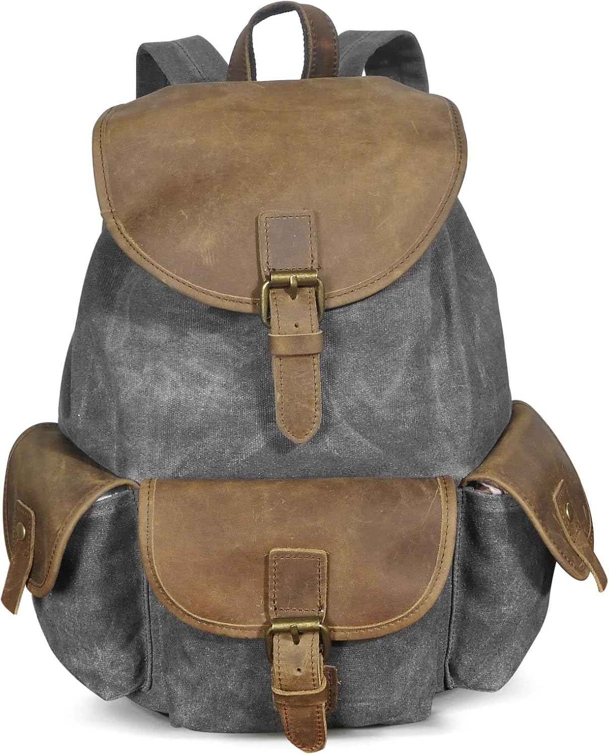 Retro Mens Large Capacity Backpack Fashion Travel Computer Bag Business Casual Daypack Gift Box (Grey)