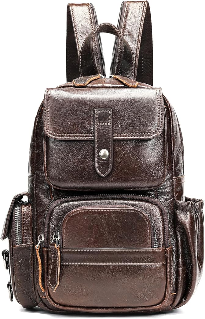 Genuine Leather Backpack for Men Large Capacity Business Travel Rucksack Overnight Daypack Summer Bag Gift Box (Retro Coffee)