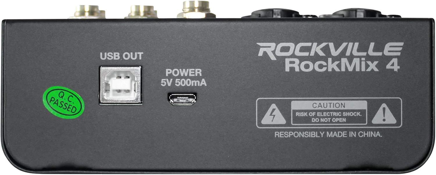 Rockville Podcasting Bundle: RockMix 4 Channel Mixer/Interface with USB, EQ, Mic/Instrument Inputs With (2) RMC-XLR Dynamic Wired Microphones, Metal Construction, (2) XLR Cables, 3-items