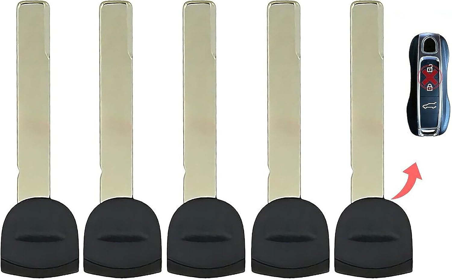5X New Replacement Proxy Key Fob Remote Uncut Insert Blade Compatible with & Fit for Porsche - MPN IYZ-PK3-01