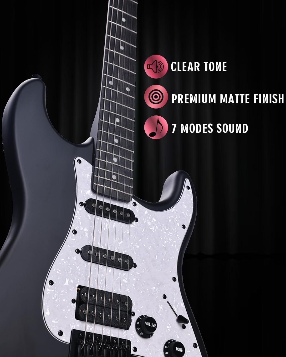 Winzz Adult Electric Guitar 4/4 Full Size, HSS Pickup, Guitar Electric ST for Beginners Starter Pack with 12 Accessories, Ideal Kids Electric Guitar Kit 12+ Years (39