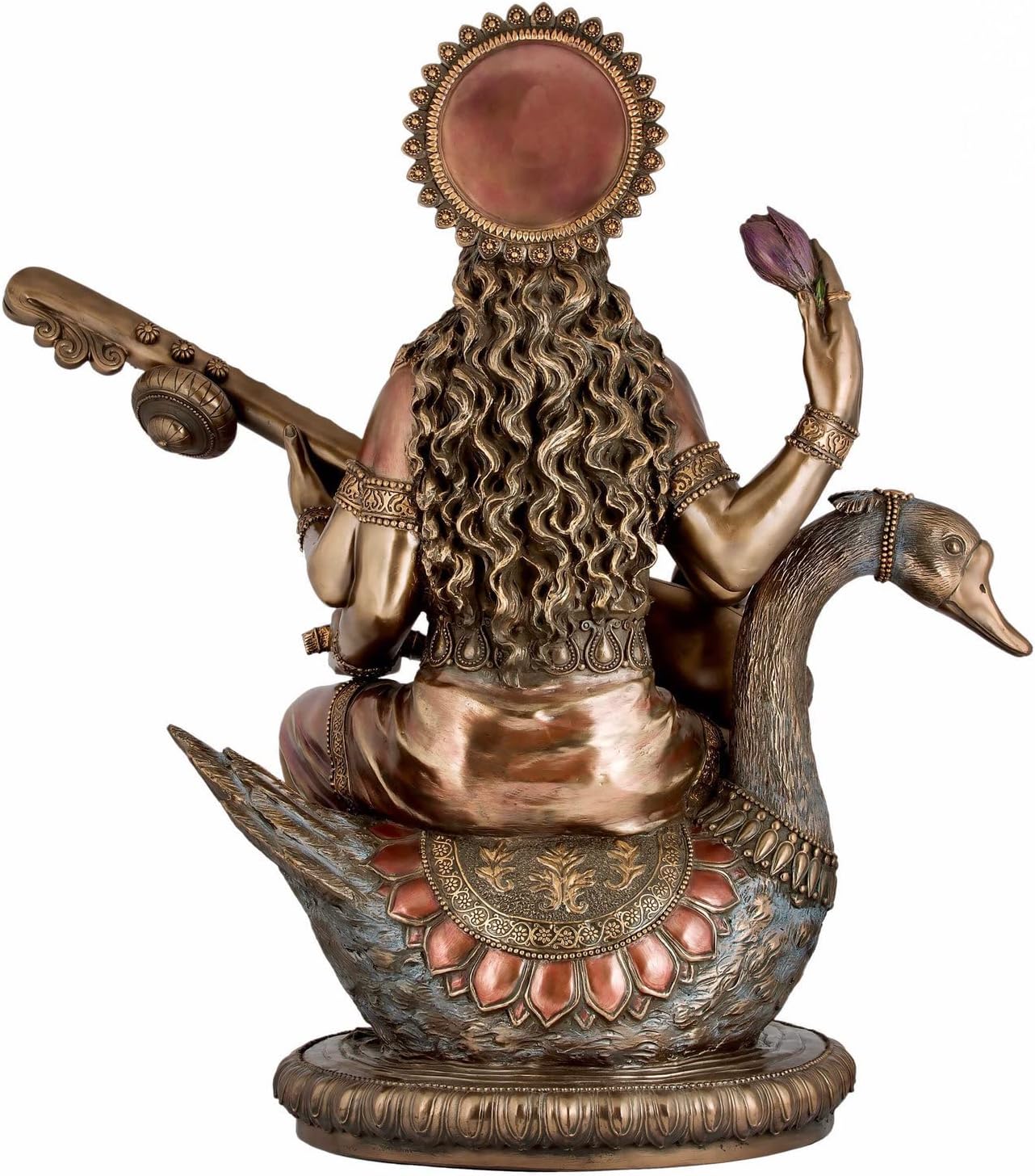 Sri Krishna Culture-New Large Sitting Saraswati Playing Sitar -Antique Finish-Height-25 Inches