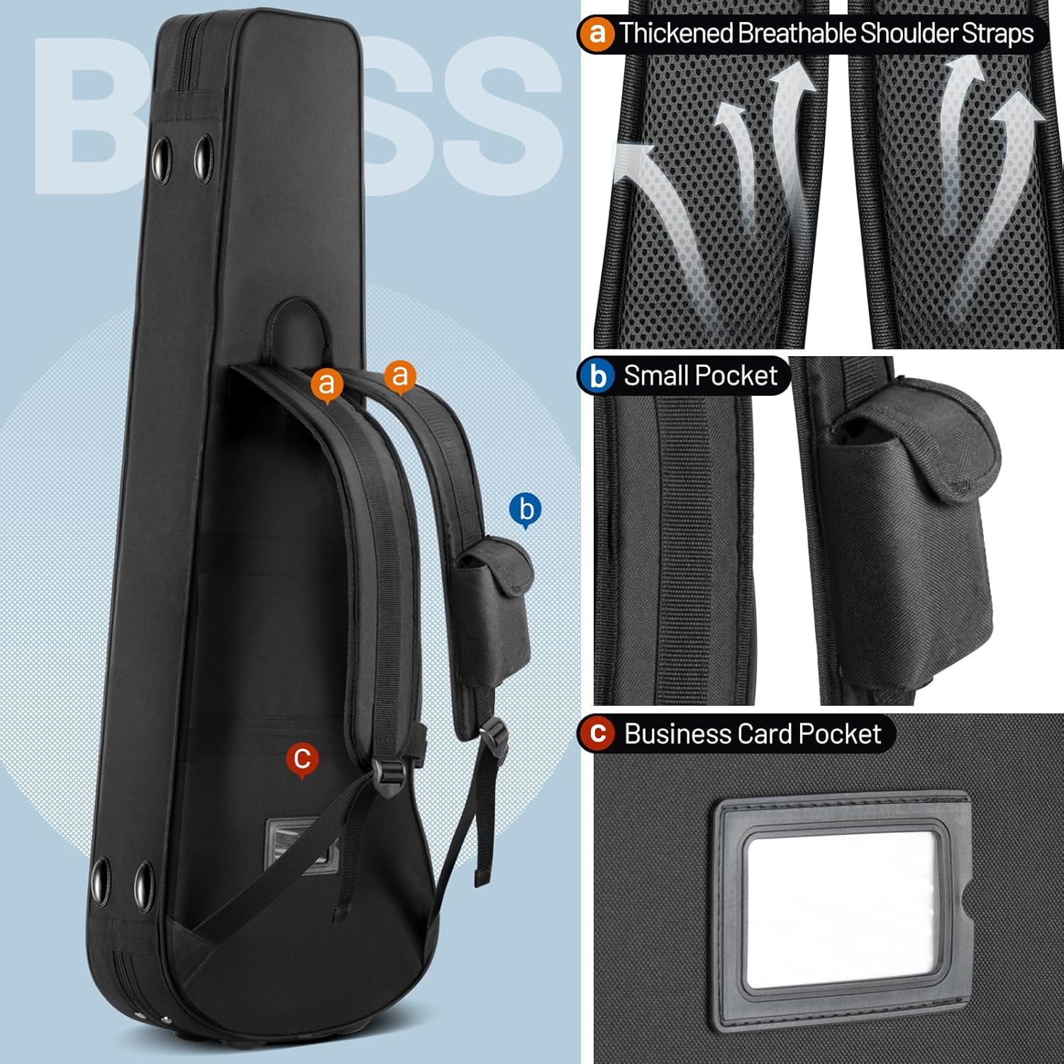 CAHAYA Hardshell Guitar Case Only Fits P Bass Guitar Case Precision Bass 0.98inch Thick Padding Bass Guitar Case with Adjustable Shoulder Straps CY0301